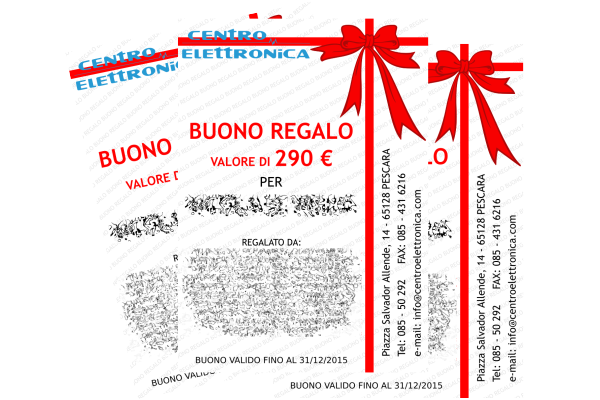 portfolio: Grafica Buono Regalo per Centro Elettronica s.a.s.